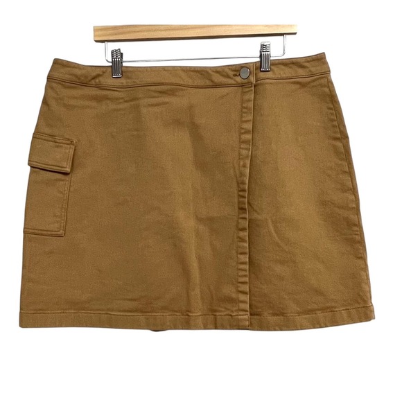 LOFT Skirt Womens Petite 18P Khaki Utility Cargo Pocket Mini A-Line Stretch - Picture 1 of 8